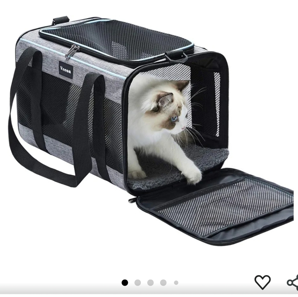Gray Portable Pet Carrier Bag for Dogs & Cats